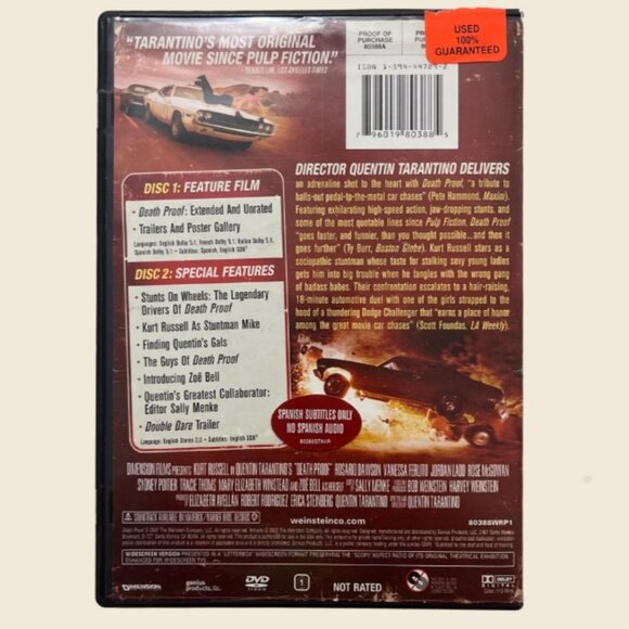 Death Proof Extended and Unrated 2 Disc Special Edition DVD 2007 - Picture 2 of 3